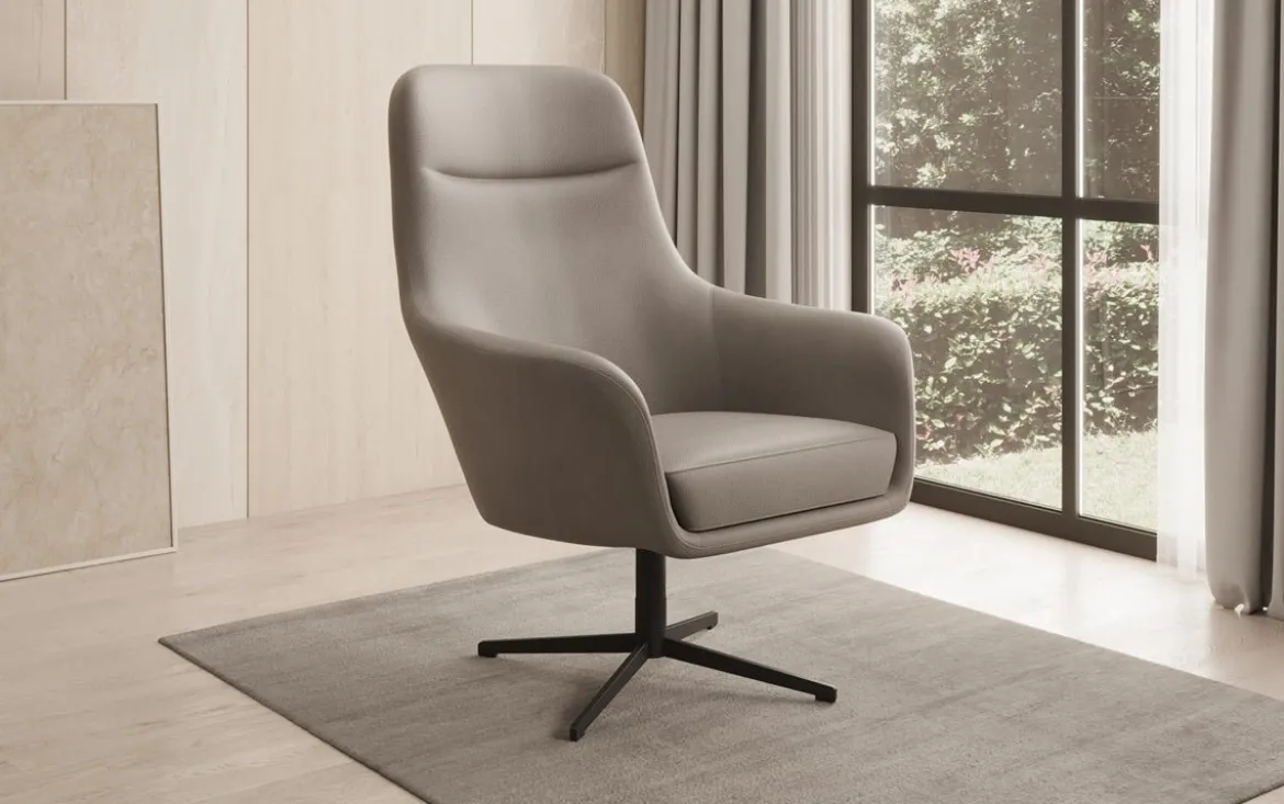 Designer Sessel Ren 360° Drehfunktion in Echtleder