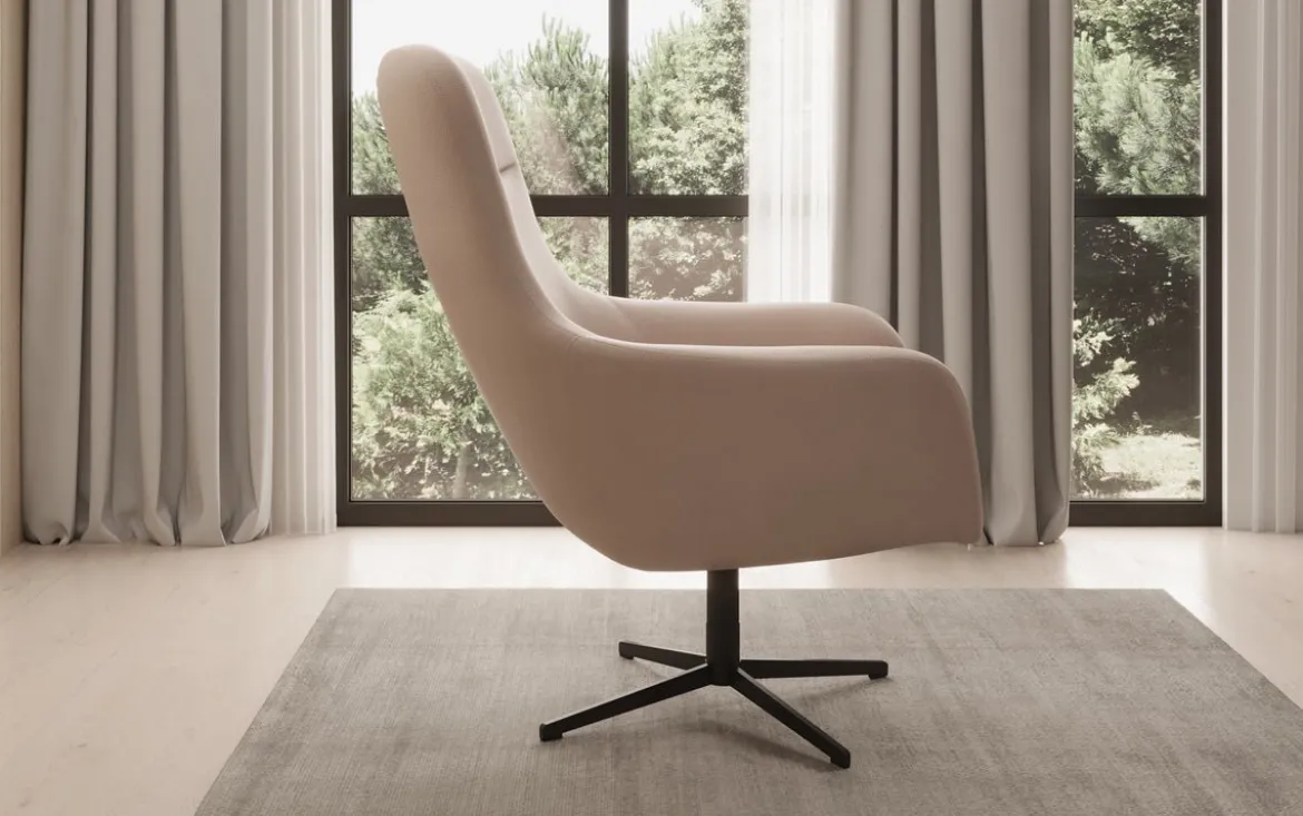 Designer Sessel Ren 360° Drehfunktion in Echtleder