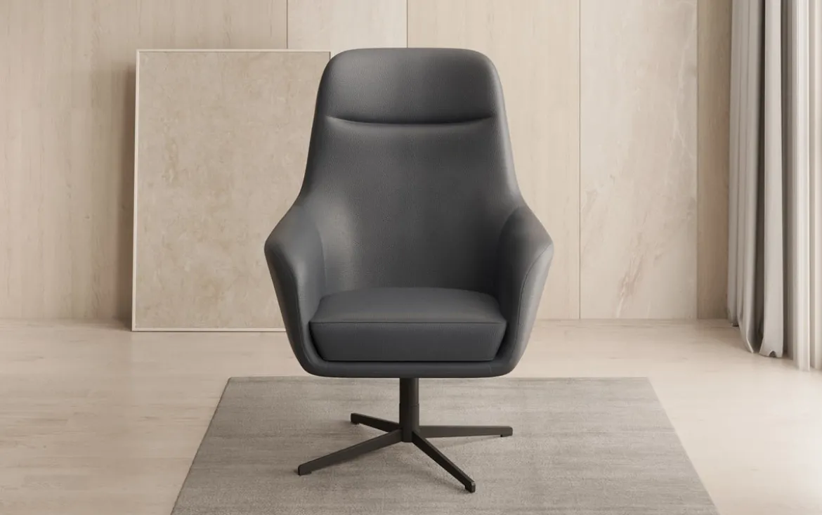 Designer Sessel Ren 360° Drehfunktion in Echtleder
