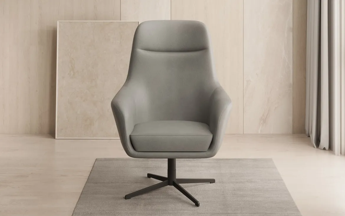 Designer Sessel Ren 360° Drehfunktion in Echtleder