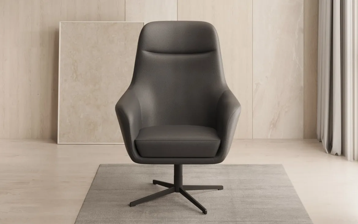 Designer Sessel Ren 360° Drehfunktion in Echtleder