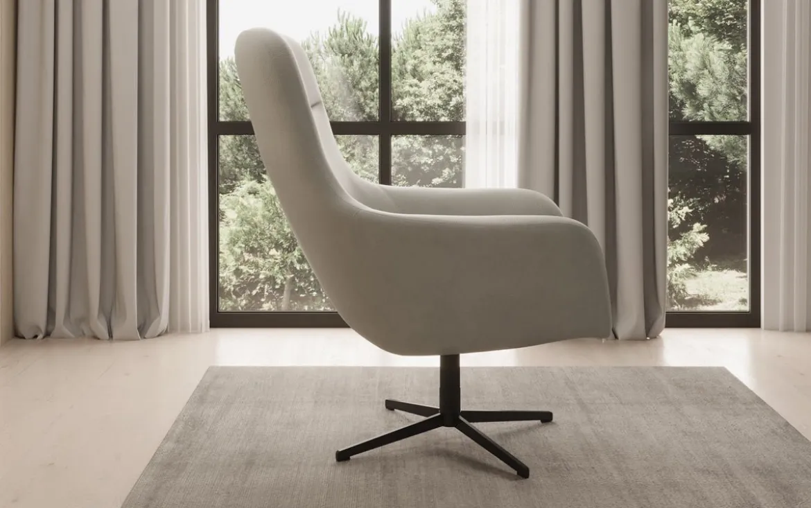 Designer Sessel Ren 360° Drehfunktion in Echtleder