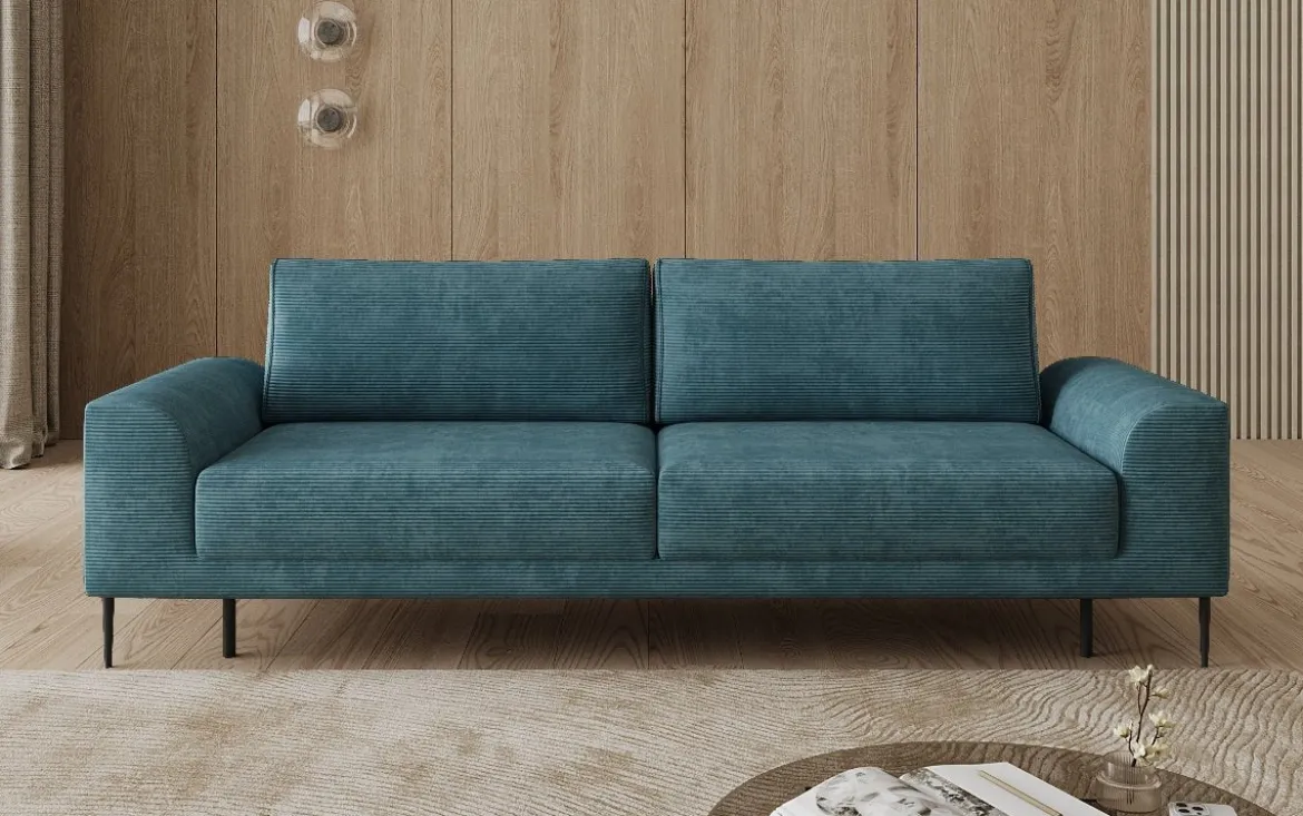 Designer 3 Sitzer Sofa Bloom in Cord mit Schlaffunktion und Stauraum