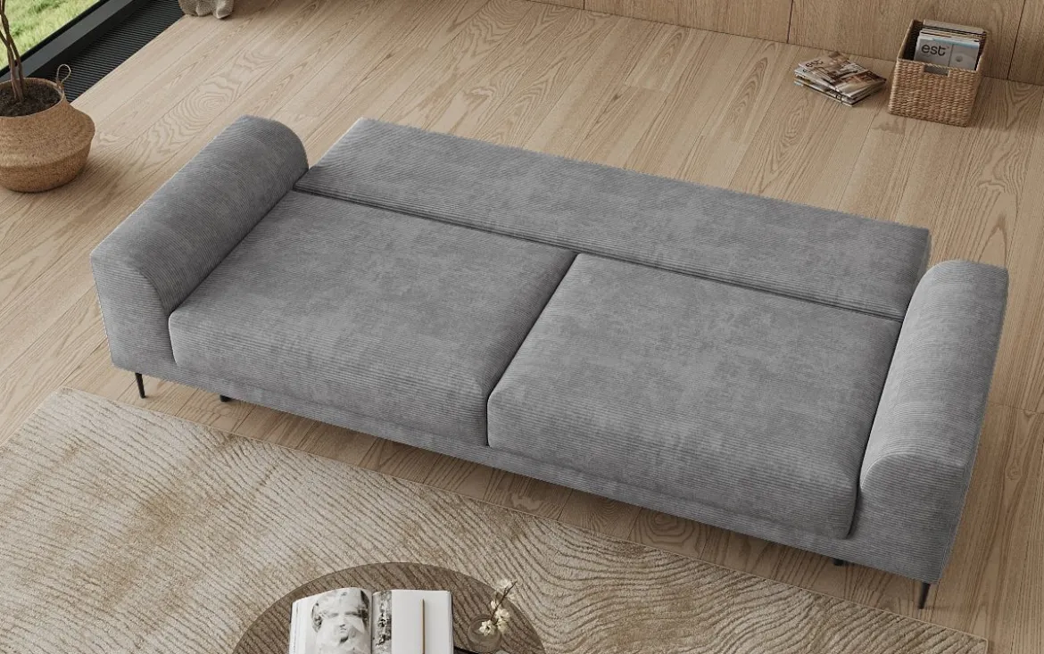 Designer 3 Sitzer Sofa Bloom in Cord mit Schlaffunktion und Stauraum