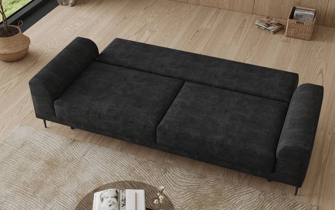 Designer 3 Sitzer Sofa Bloom in Cord mit Schlaffunktion und Stauraum