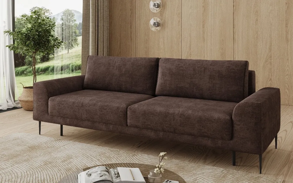 Designer 3 Sitzer Sofa Bloom in Cord mit Schlaffunktion und Stauraum