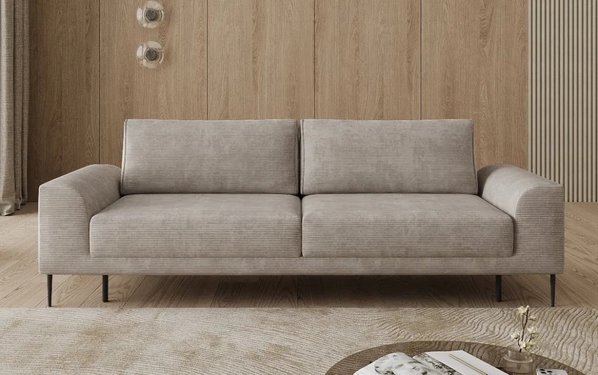 Designer 3 Sitzer Sofa Bloom in Cord mit Schlaffunktion und Stauraum