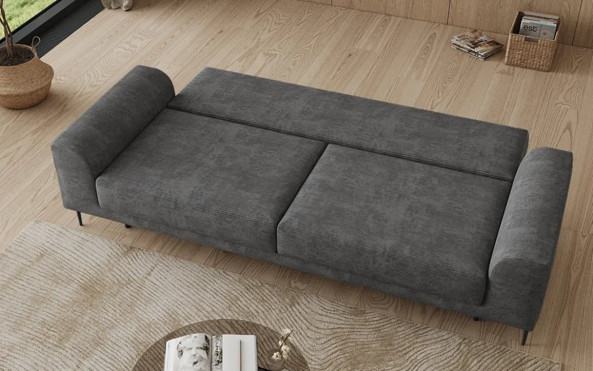 Designer 3 Sitzer Sofa Bloom in Cord mit Schlaffunktion und Stauraum
