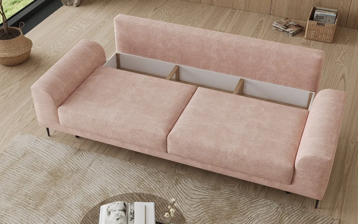 Designer 3 Sitzer Sofa Bloom in Cord mit Schlaffunktion und Stauraum