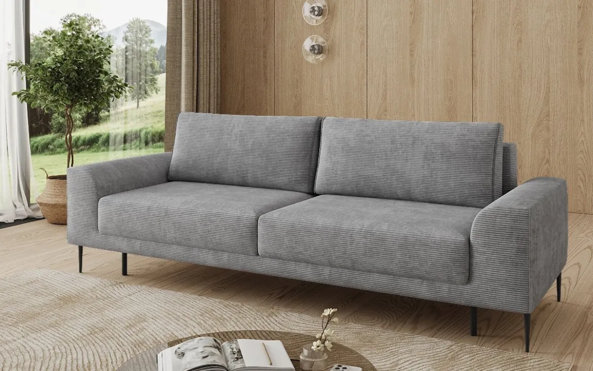 Designer 3 Sitzer Sofa Bloom in Cord mit Schlaffunktion und Stauraum