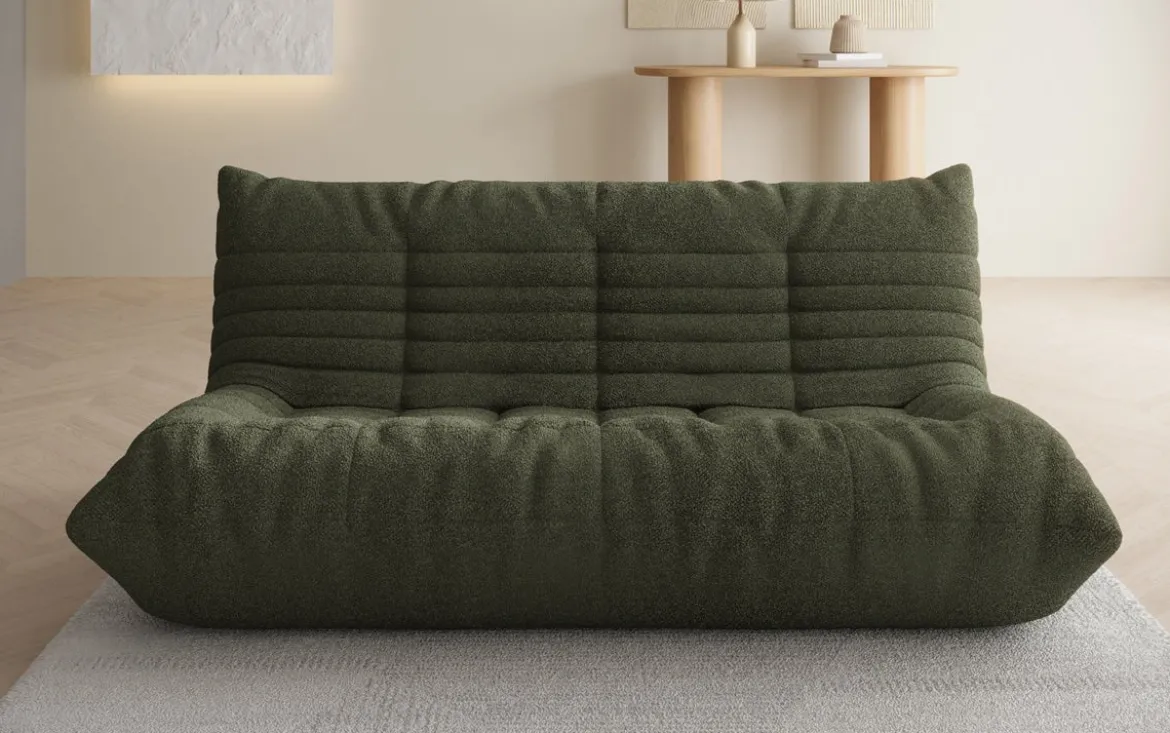 Designer 3 Sitzer Sofa Calmo in Teddy Bouclé
