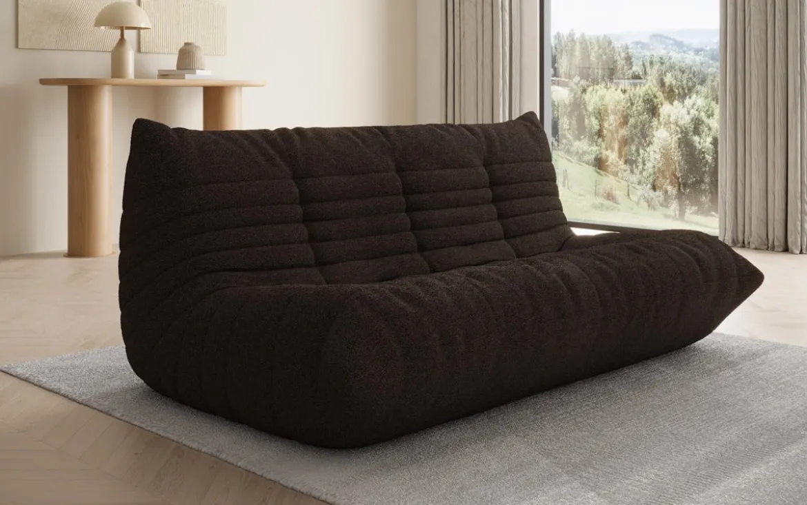 Designer 3 Sitzer Sofa Calmo in Teddy Bouclé