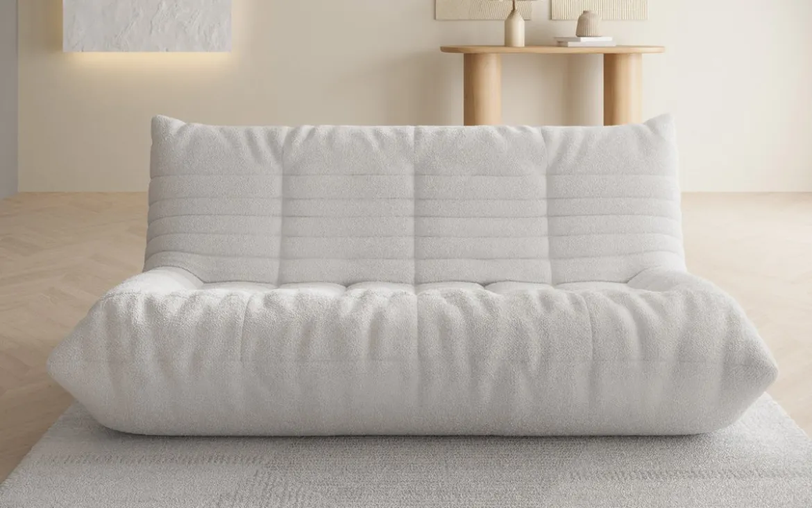 Designer 3 Sitzer Sofa Calmo in Teddy Bouclé