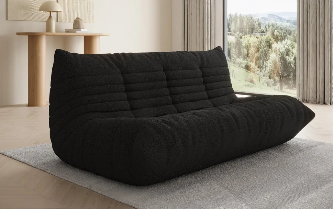 Designer 3 Sitzer Sofa Calmo in Teddy Bouclé