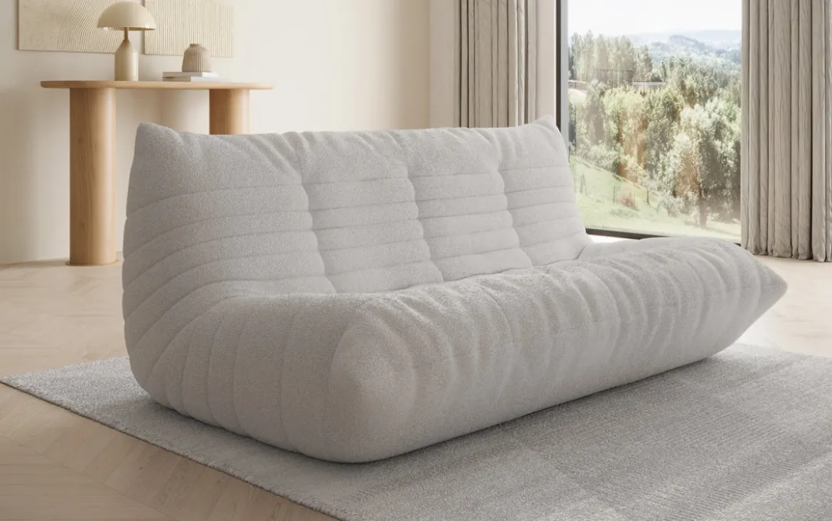 Designer 3 Sitzer Sofa Calmo in Teddy Bouclé