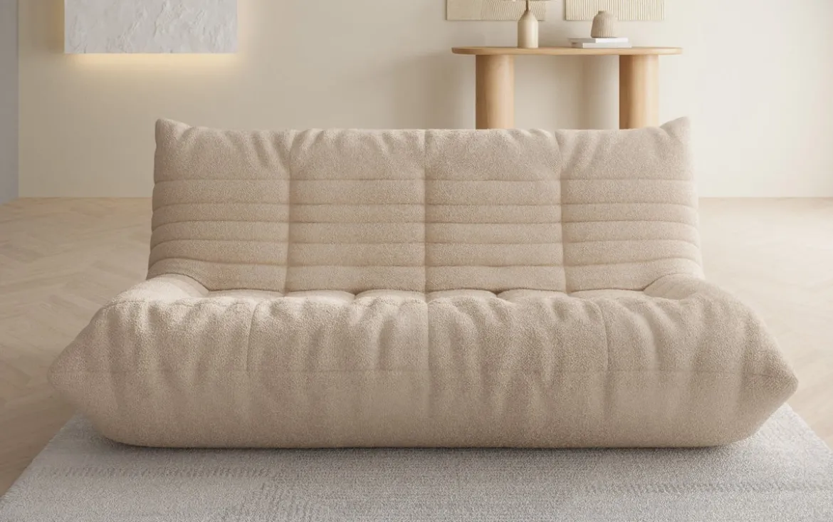Designer 3 Sitzer Sofa Calmo in Teddy Bouclé