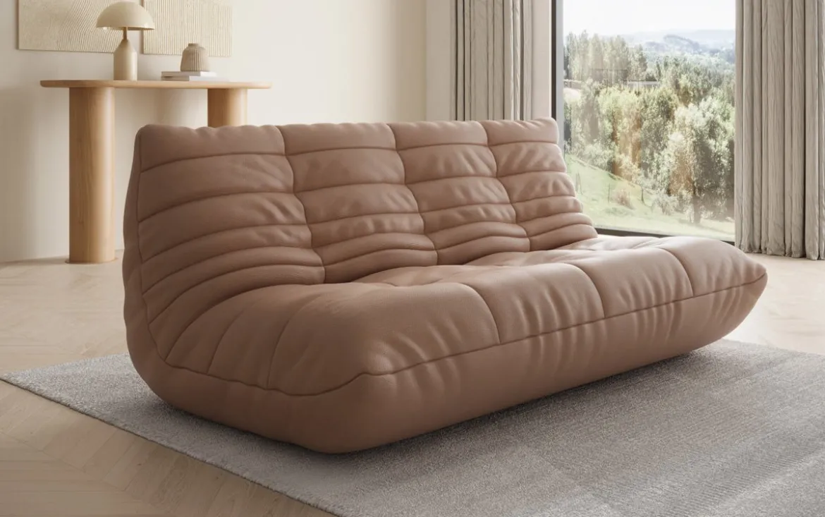Designer 3 Sitzer Sofa Calmo in Echtleder