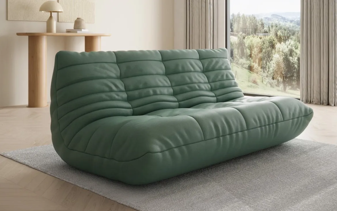 Designer 3 Sitzer Sofa Calmo in Echtleder