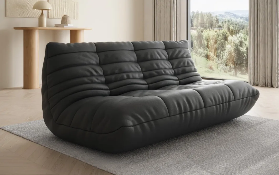 Designer 3 Sitzer Sofa Calmo in Echtleder