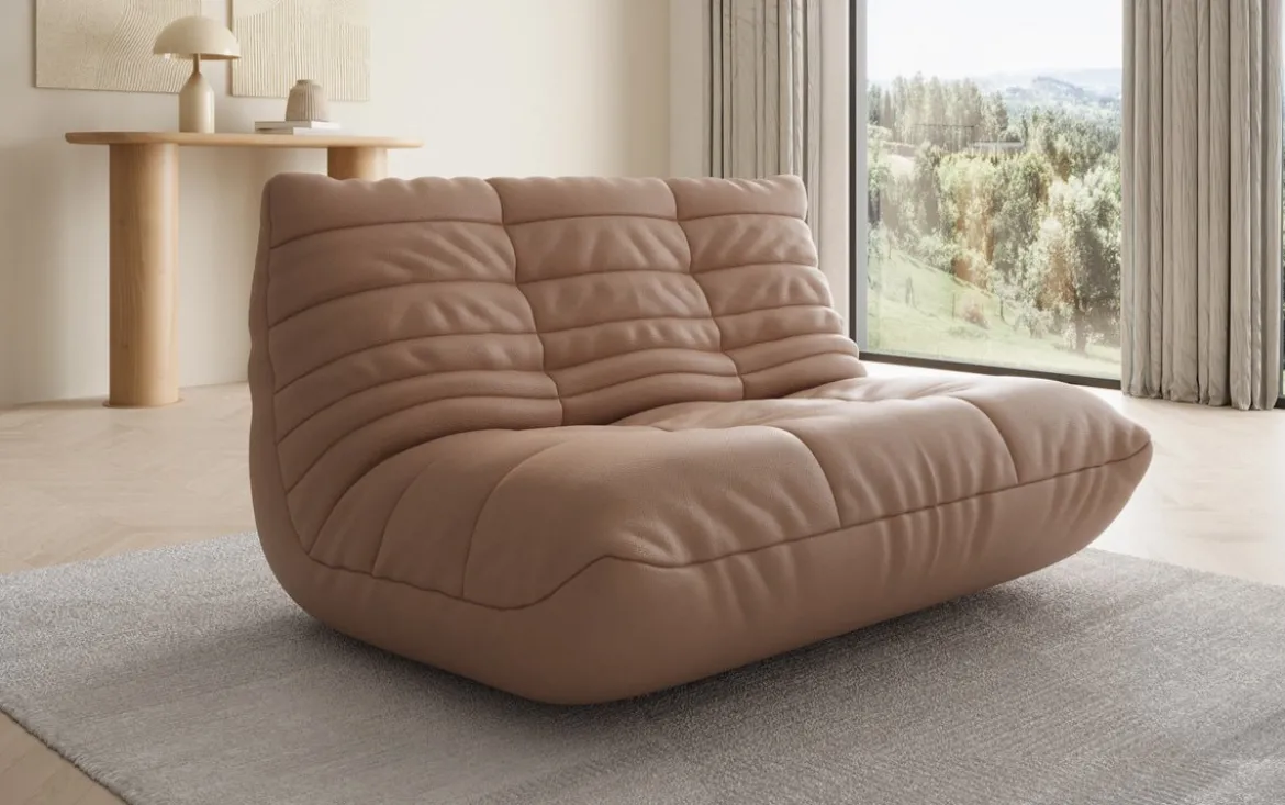 Designer 2 Sitzer Sofa Calmo in Echtleder