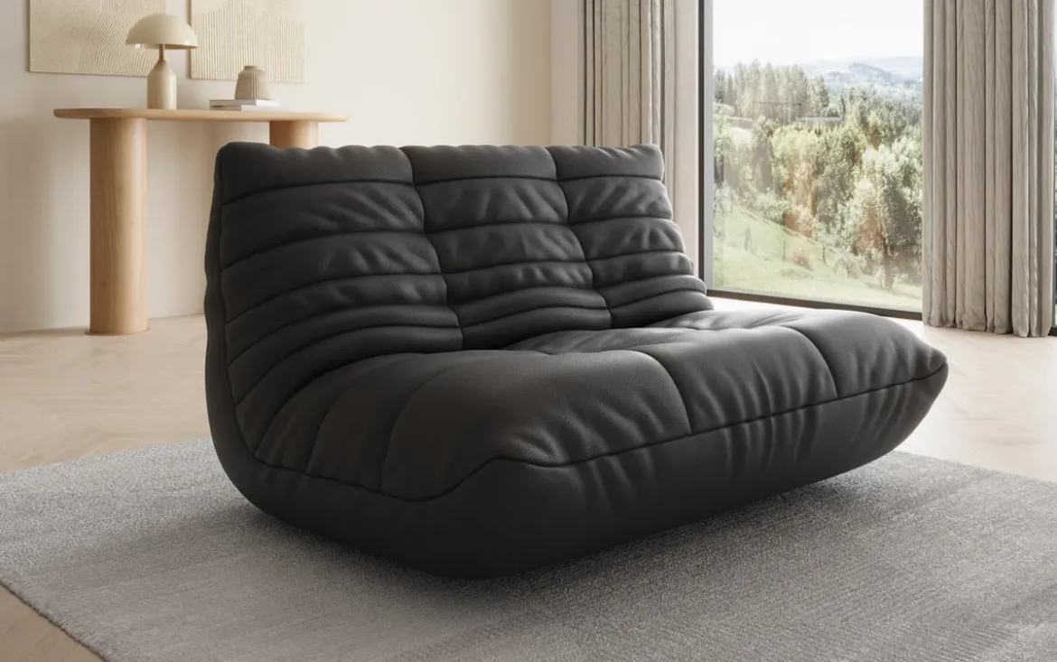Designer 2 Sitzer Sofa Calmo in Echtleder