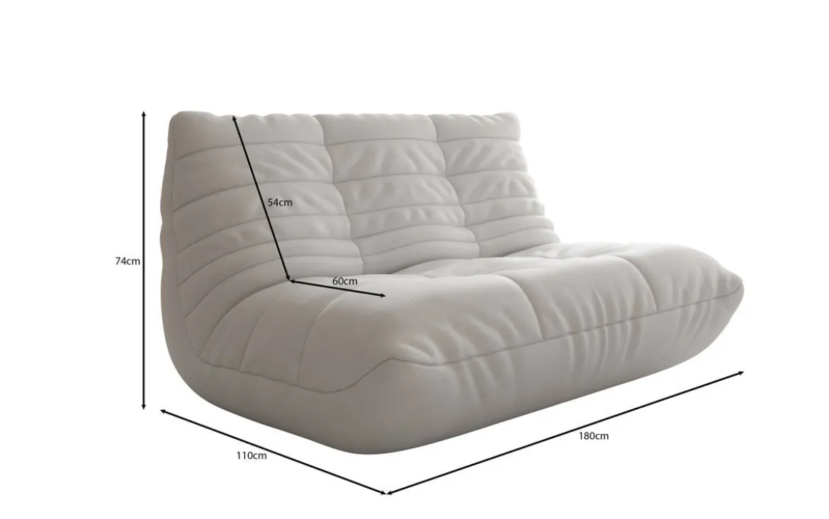 Designer 2 Sitzer Sofa Calmo in Echtleder