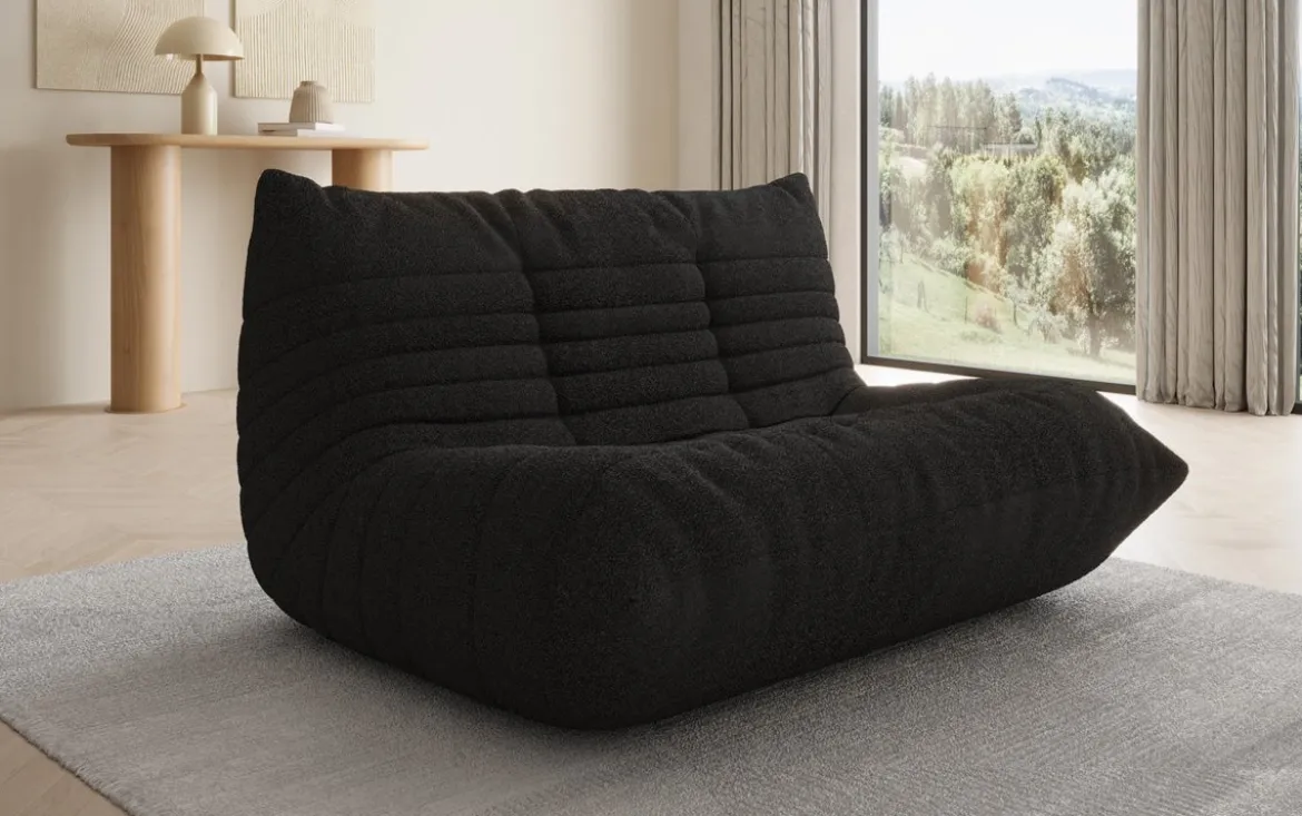 Designer 2 Sitzer Sofa Calmo in Teddy Bouclé