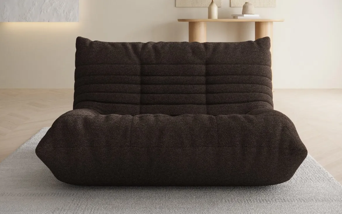 Designer 2 Sitzer Sofa Calmo in Teddy Bouclé