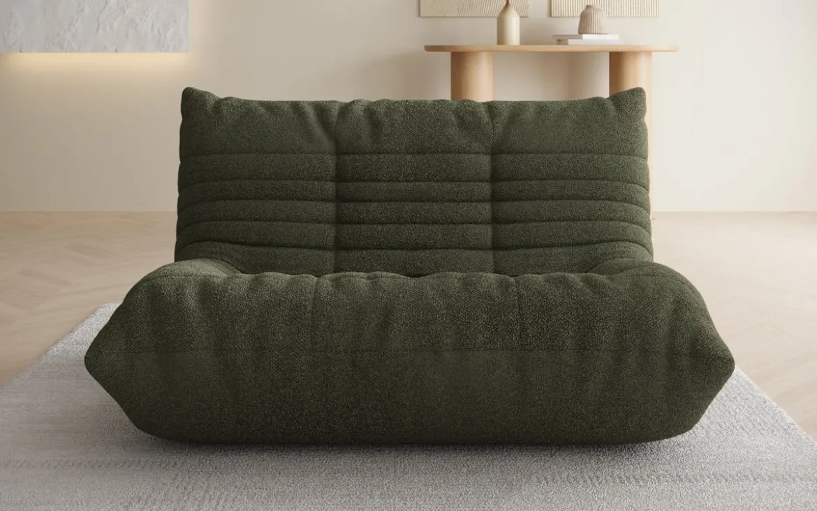 Designer 2 Sitzer Sofa Calmo in Teddy Bouclé