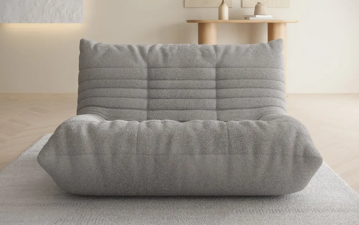 Designer 2 Sitzer Sofa Calmo in Teddy Bouclé