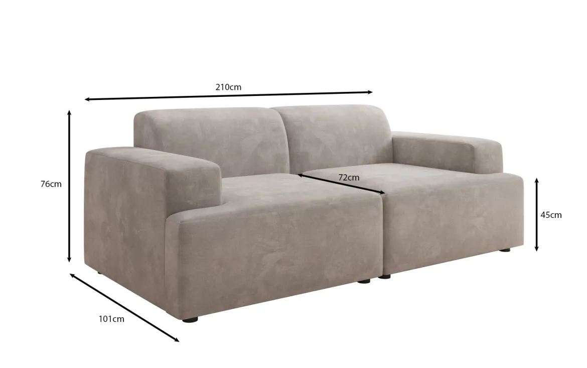 Designer 2 Sitzer Sofa Monza in Samt