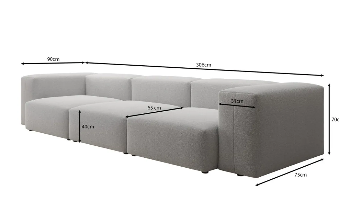 Designer 3 Sitzer Sofa Snug in Bouclé