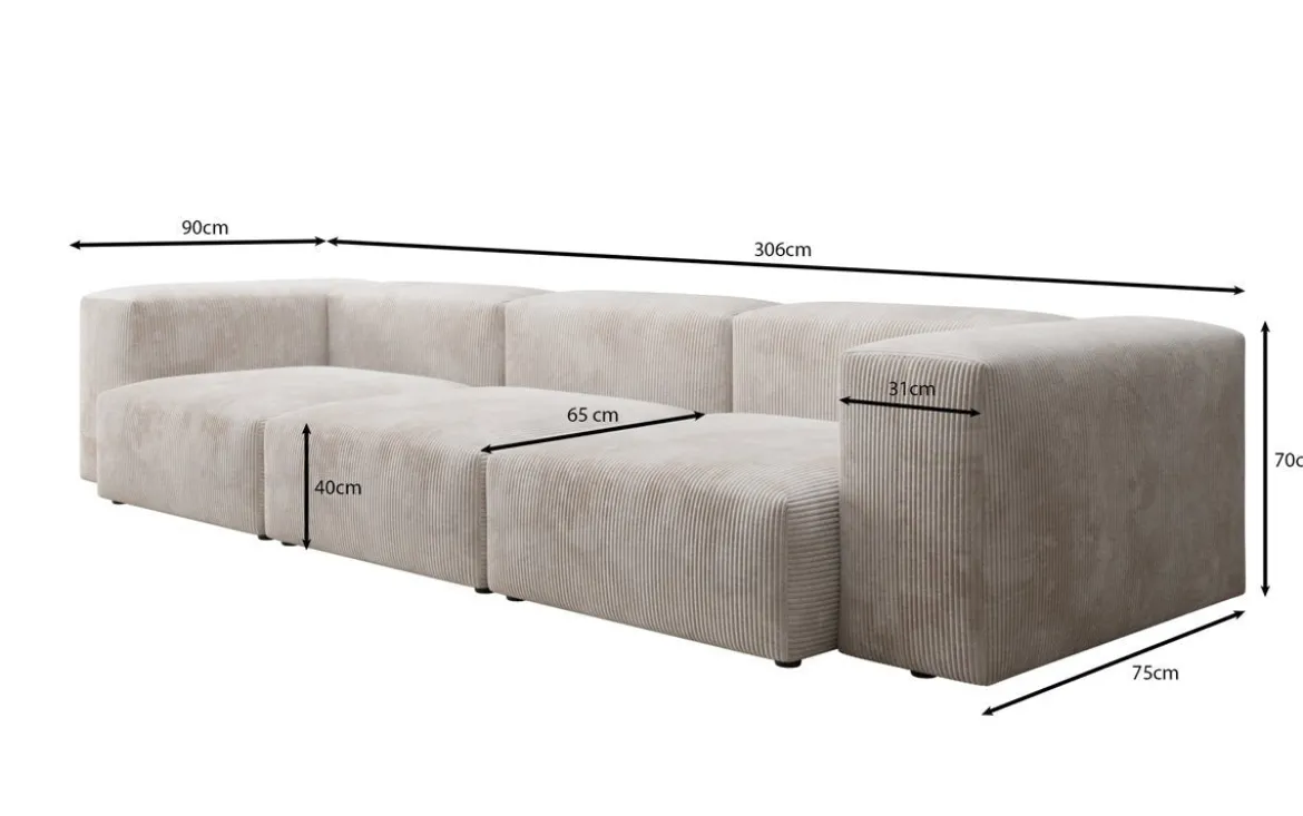 Designer 3 Sitzer Sofa Snug in Cord