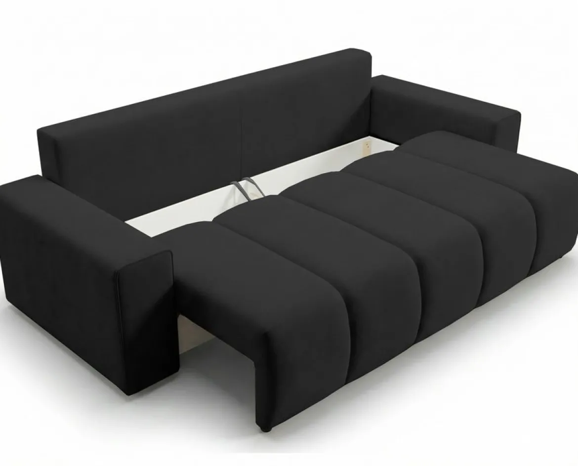 Designer 3 Sitzer Sofa Vena mit Stauraum und Schlaffunktion in Samt