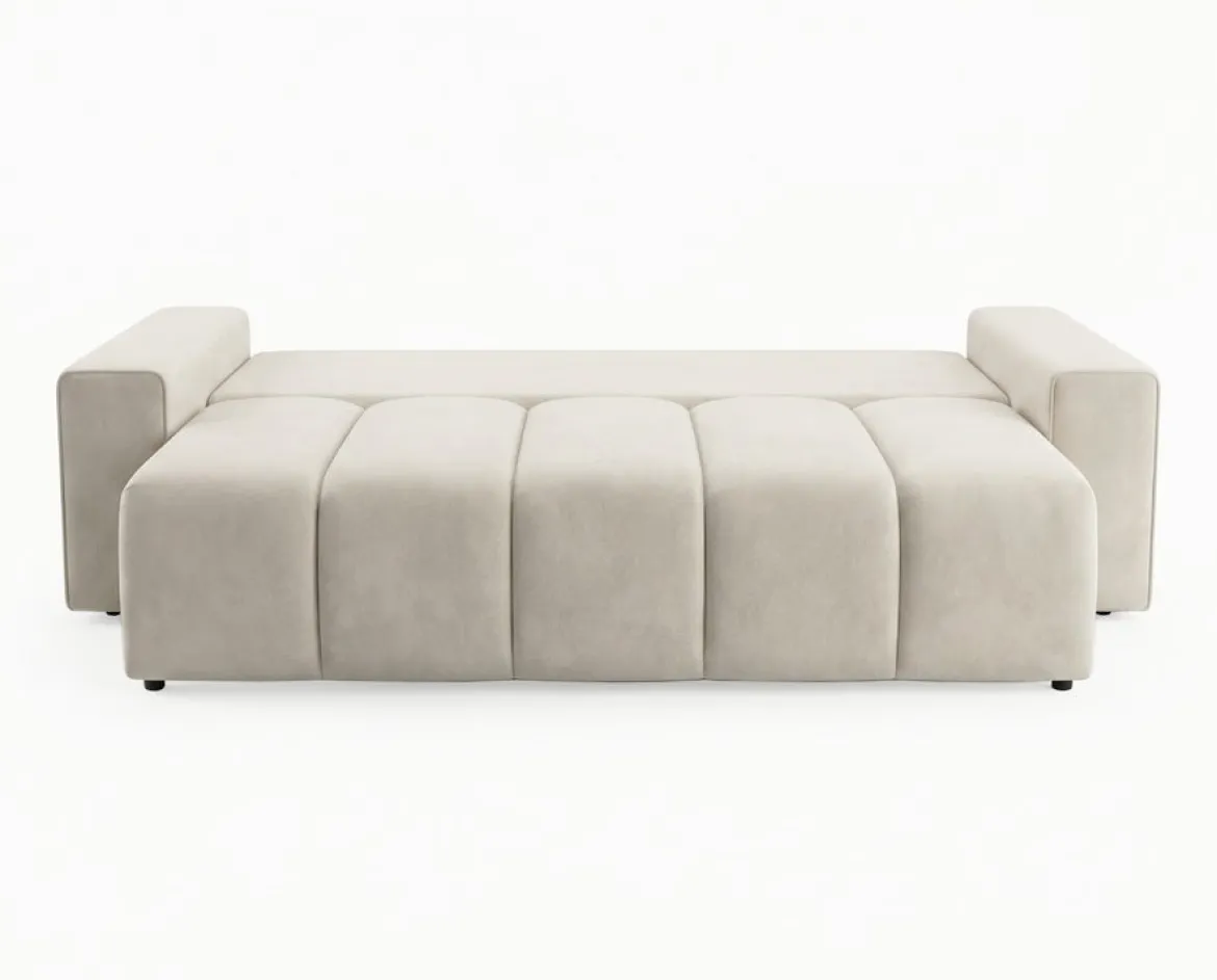 Designer 3 Sitzer Sofa Vena mit Stauraum und Schlaffunktion in Samt