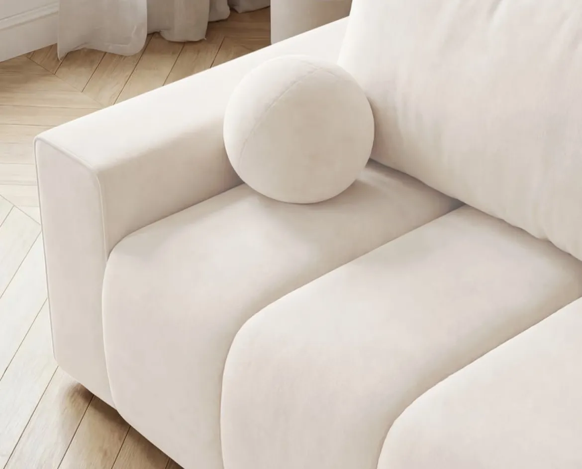 Designer 3 Sitzer Sofa Vena mit Stauraum und Schlaffunktion in Samt