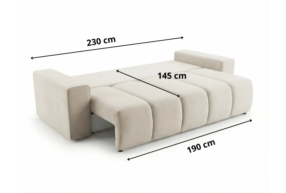 Designer 3 Sitzer Sofa Vena mit Stauraum und Schlaffunktion in Samt