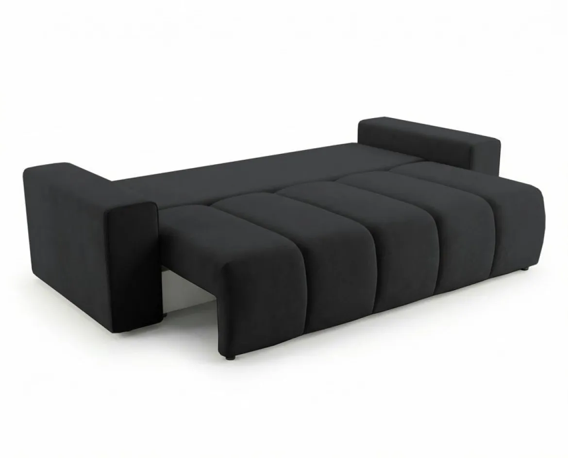 Designer 3 Sitzer Sofa Vena mit Stauraum und Schlaffunktion in Samt