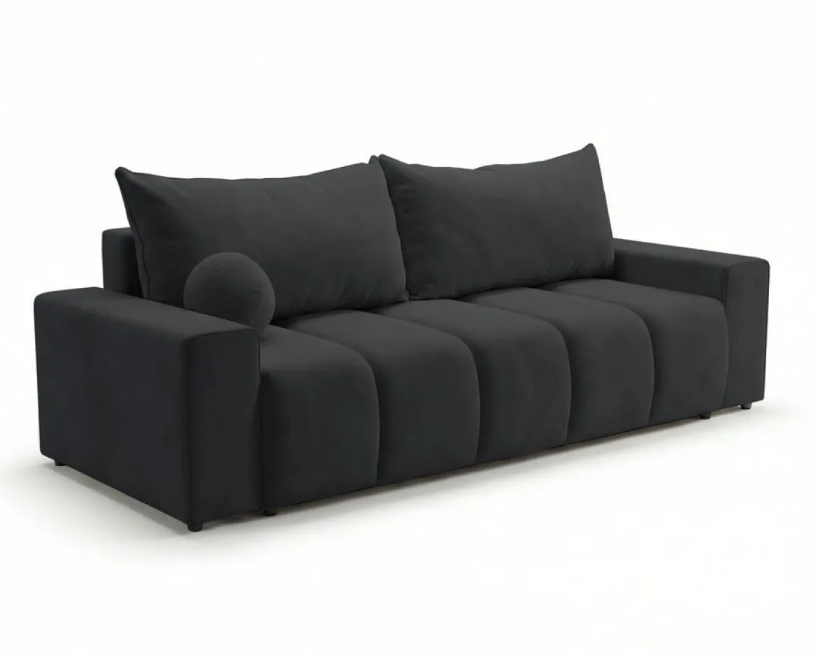 Designer 3 Sitzer Sofa Vena mit Stauraum und Schlaffunktion in Samt