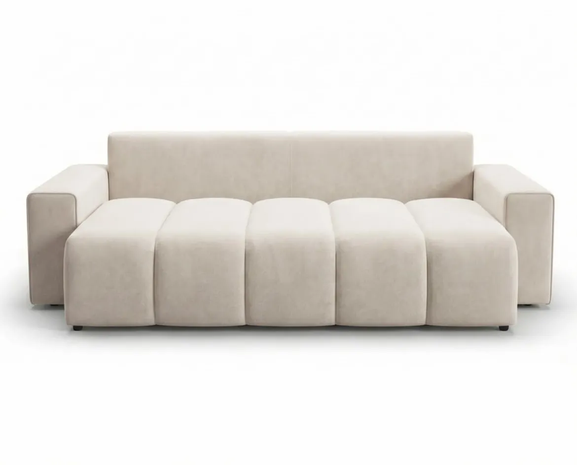 Designer 3 Sitzer Sofa Vena mit Stauraum und Schlaffunktion in Samt