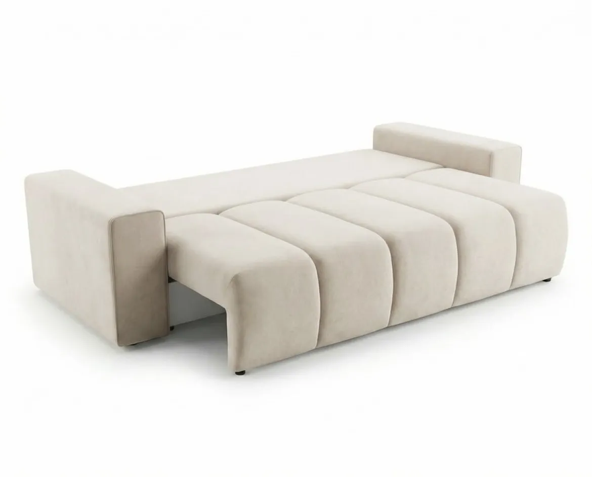 Designer 3 Sitzer Sofa Vena mit Stauraum und Schlaffunktion in Samt