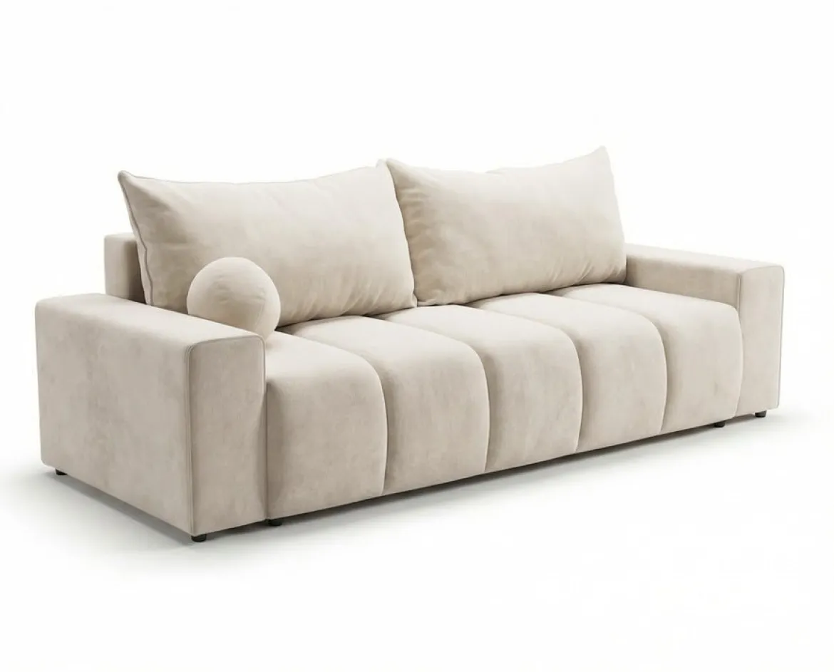 Designer 3 Sitzer Sofa Vena mit Stauraum und Schlaffunktion in Samt