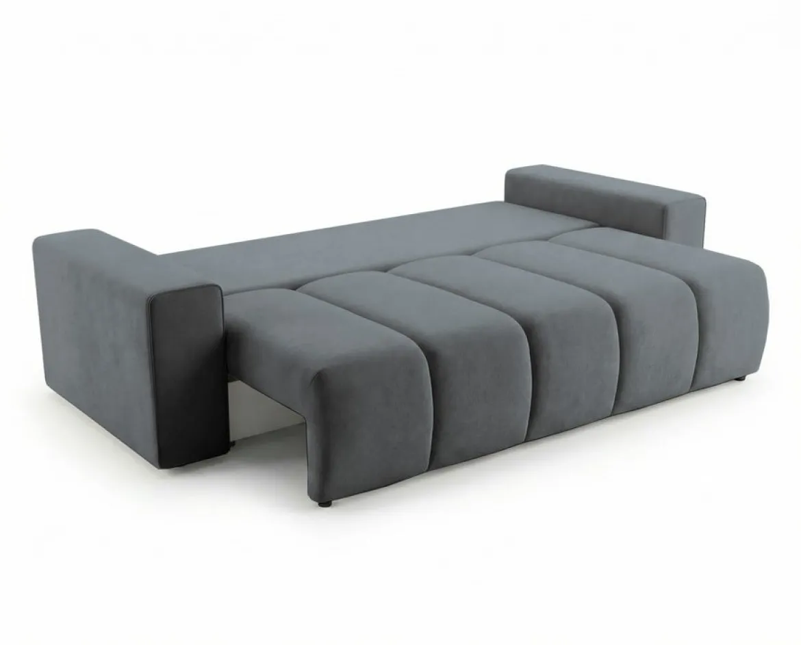Designer 3 Sitzer Sofa Vena mit Stauraum und Schlaffunktion in Samt