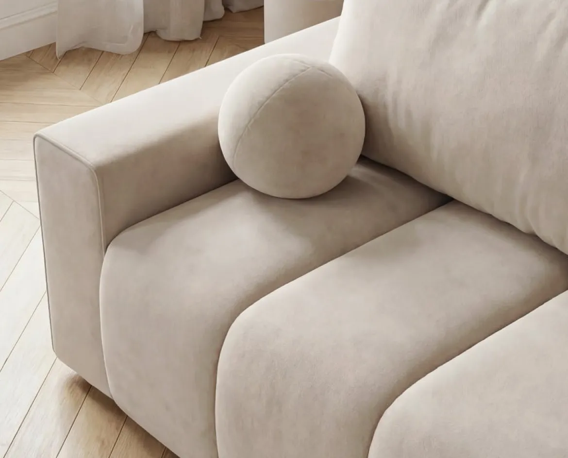 Designer 3 Sitzer Sofa Vena mit Stauraum und Schlaffunktion in Samt