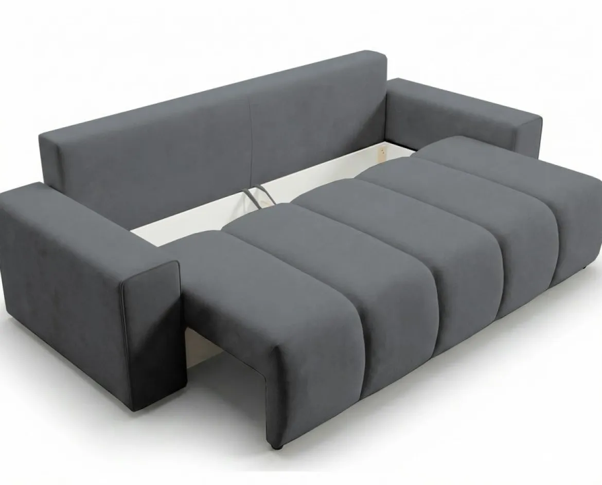 Designer 3 Sitzer Sofa Vena mit Stauraum und Schlaffunktion in Samt