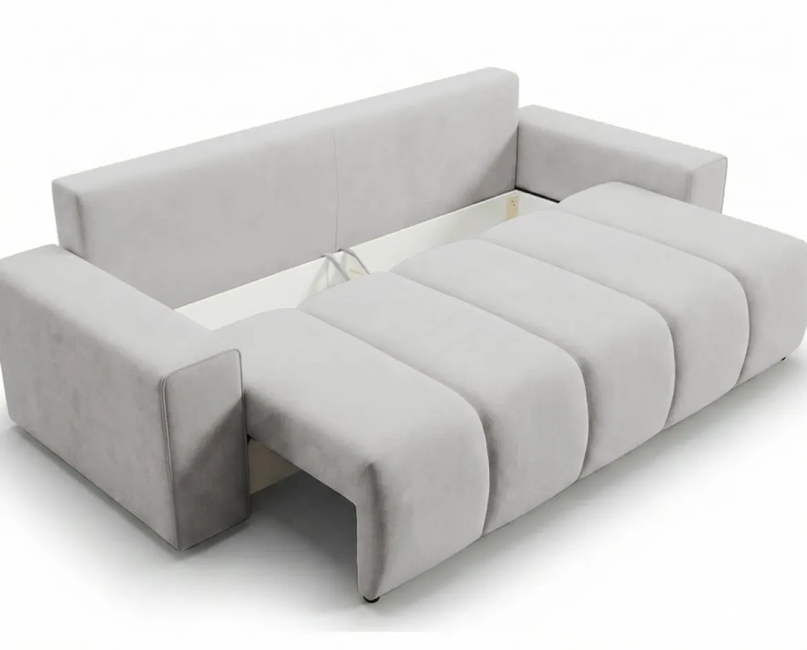 Designer 3 Sitzer Sofa Vena mit Stauraum und Schlaffunktion in Samt