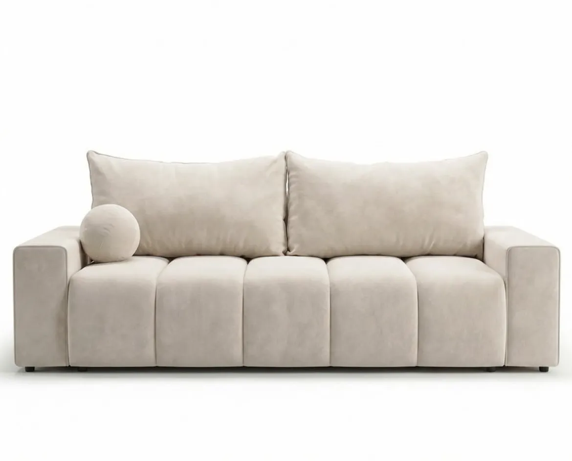 Designer 3 Sitzer Sofa Vena mit Stauraum und Schlaffunktion in Samt