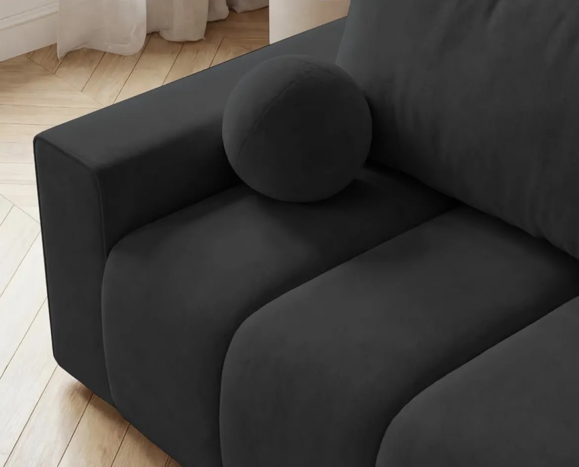 Designer 3 Sitzer Sofa Vena mit Stauraum und Schlaffunktion in Samt