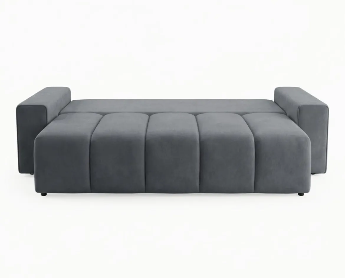 Designer 3 Sitzer Sofa Vena mit Stauraum und Schlaffunktion in Samt