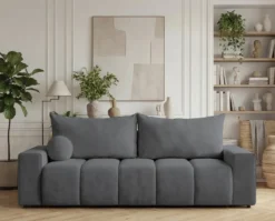 Designer 3 Sitzer Sofa Vena mit Stauraum und Schlaffunktion in Samt